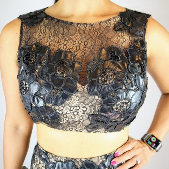 NWT Terani Couture Black Nude Two Piece Gown $448 - Picture 4 of 14